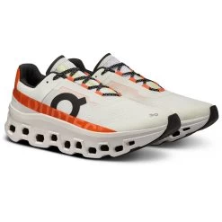 On Running On Cloudmonster Running Shoes - Undyed-White & Flame
