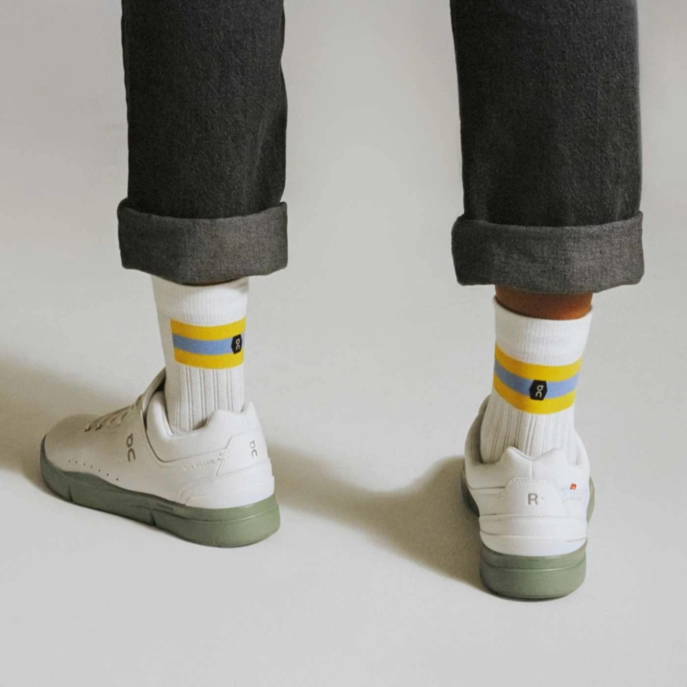 On Running On Tennis Sock Women - White & Mustard - Image 5