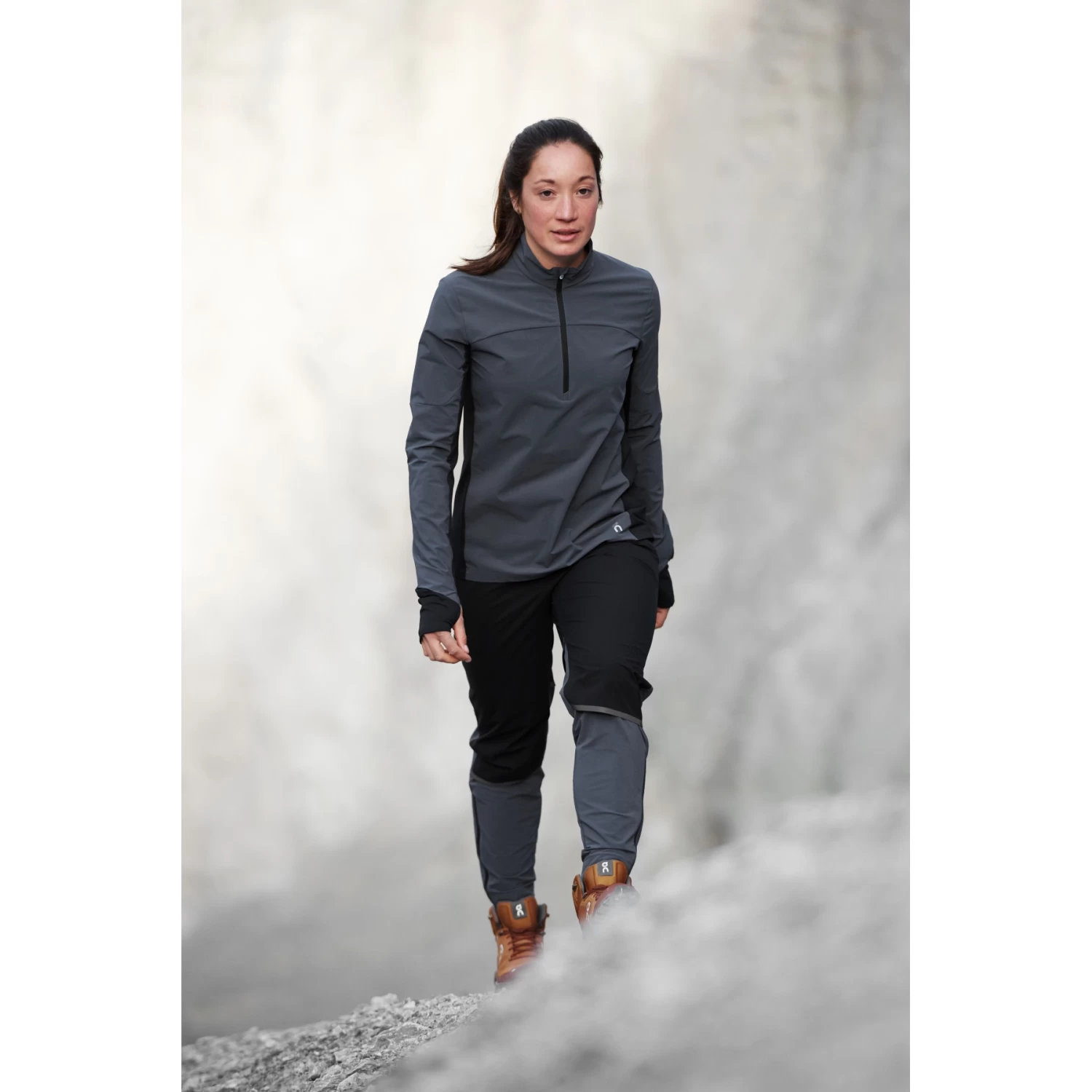 On Running On Waterproof Pants Women - Black & Dark - Image 8